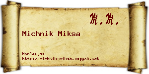 Michnik Miksa névjegykártya